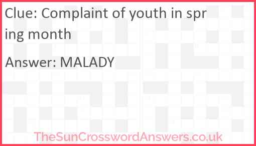 Complaint of youth in spring month Answer