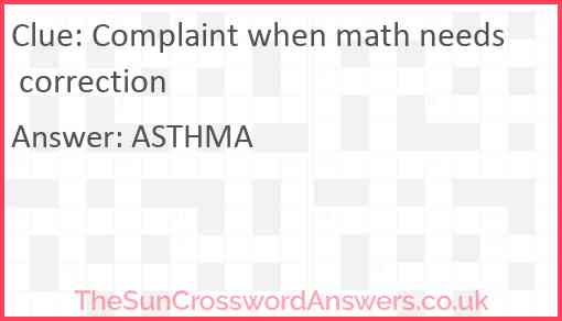 Complaint when math needs correction Answer