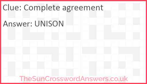 Complete agreement crossword clue TheSunCrosswordAnswers co uk