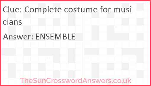 Complete costume for musicians Answer