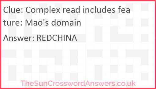 Complex read includes feature: Mao's domain Answer