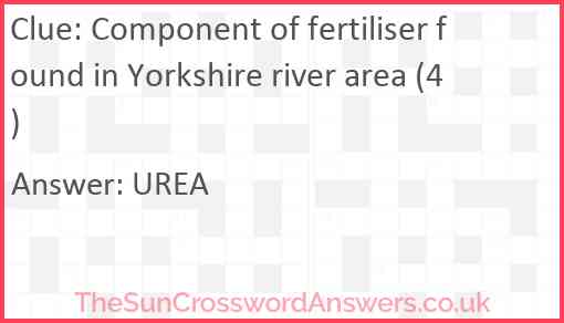 Component of fertiliser found in Yorkshire river area (4) Answer