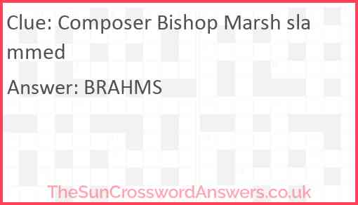 Composer Bishop Marsh slammed Answer