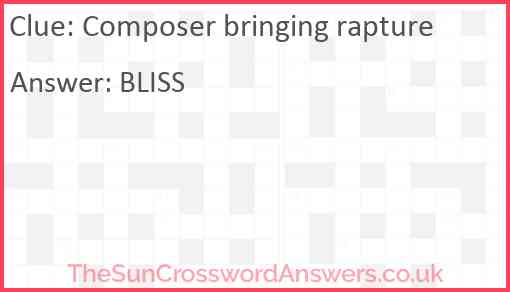 Composer bringing rapture Answer