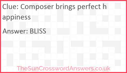 Composer brings perfect happiness Answer