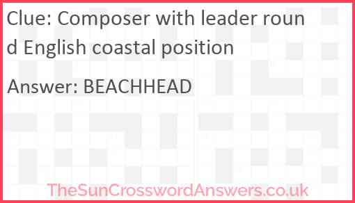 Composer with leader round English coastal position Answer