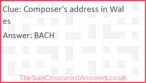 Composer's address in Wales Answer