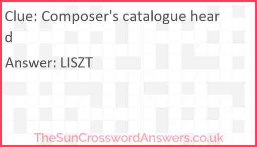 Composer's catalogue heard Answer