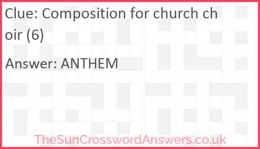 Composition for church choir (6) Answer