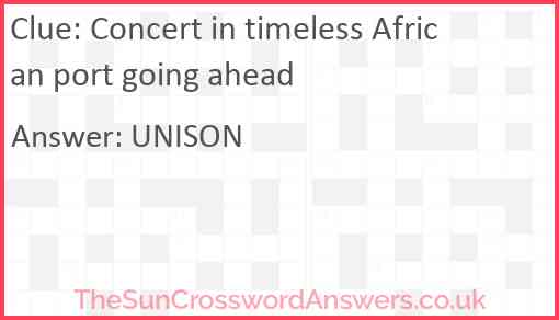 Concert in timeless African port going ahead Answer