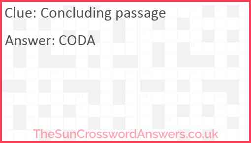 Concluding passage Answer