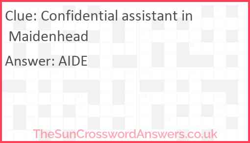 Confidential assistant in Maidenhead Answer