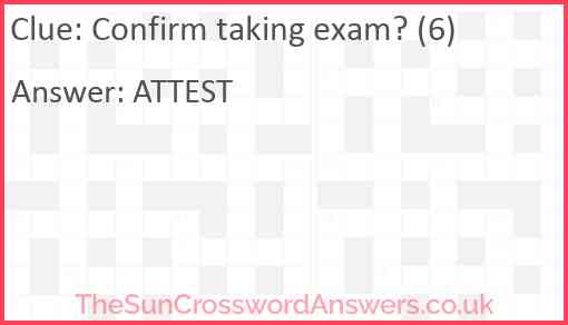 Confirm taking exam? (6) Answer