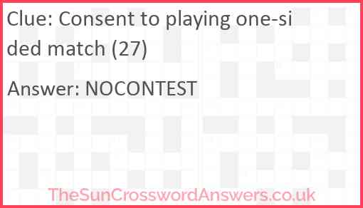 Consent to playing one-sided match (27) Answer