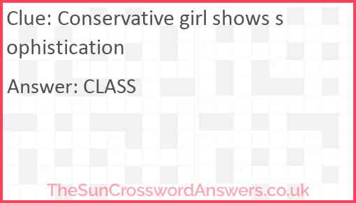 Conservative girl shows sophistication Answer