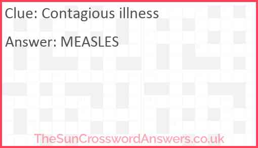 Contagious illness Answer