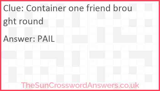 Container one friend brought round Answer