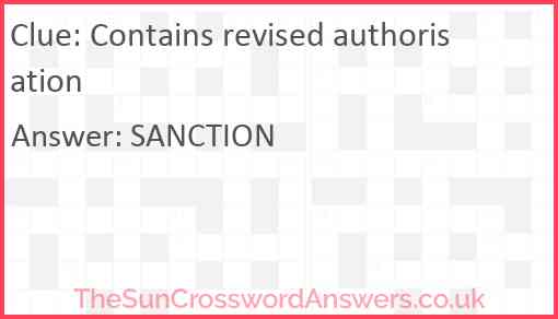 Contains revised authorisation Answer