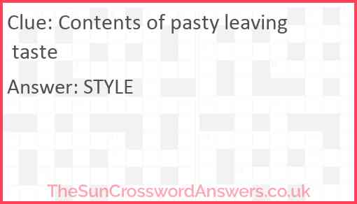 Contents of pasty leaving taste Answer