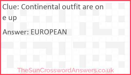 Continental outfit are one up Answer