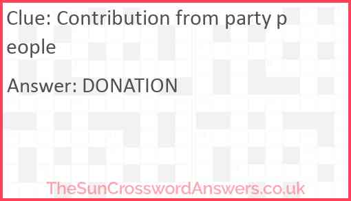 Contribution from party people Answer