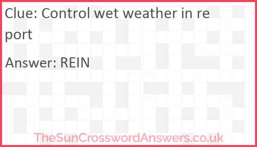 Control wet weather in report Answer