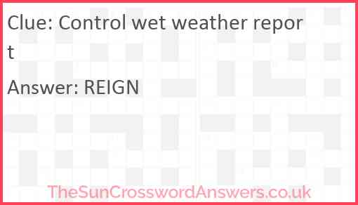Control wet weather report Answer