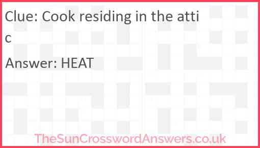 Cook residing in the attic Answer