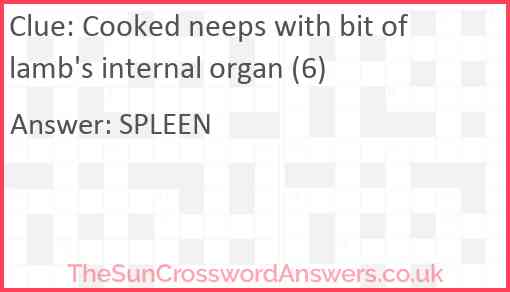 Cooked neeps with bit of lamb's internal organ (6) Answer