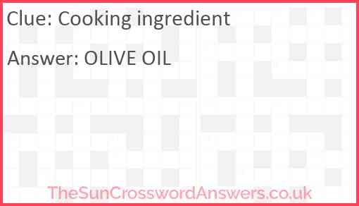 Cooking ingredient Answer