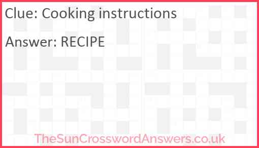 Cooking instructions Answer