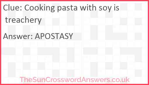 Cooking pasta with soy is treachery Answer