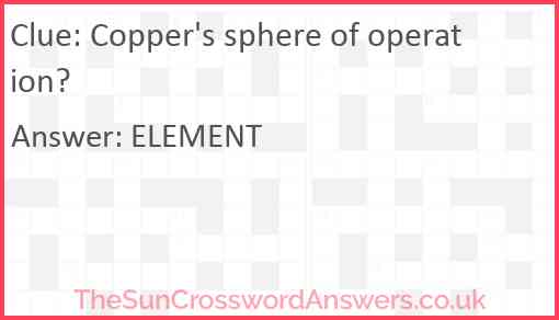 Copper's sphere of operation? Answer