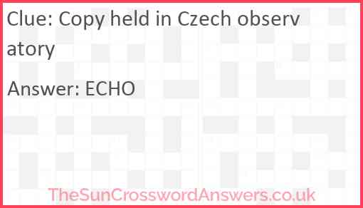 Copy held in Czech observatory Answer