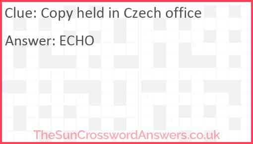 Copy held in Czech office Answer