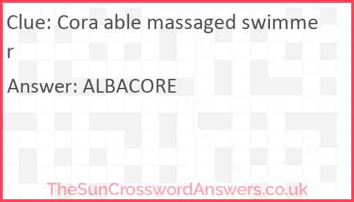 Cora able massaged swimmer Answer