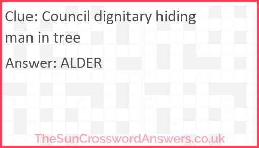 Council dignitary hiding man in tree Answer
