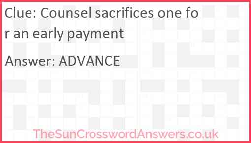 Counsel sacrifices one for an early payment Answer