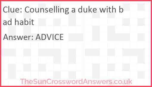 Counselling a duke with bad habit Answer