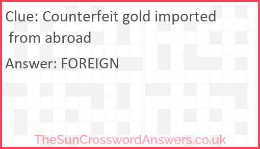 Counterfeit gold imported from abroad Answer