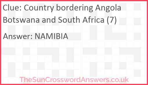 Country bordering Angola Botswana and South Africa (7) Answer