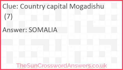 Country capital Mogadishu (7) Answer