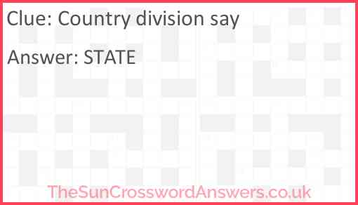 Country division say Answer