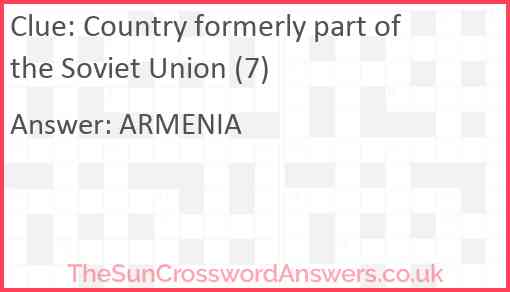 Country formerly part of the Soviet Union (7) Answer