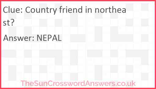 Country friend in northeast? Answer