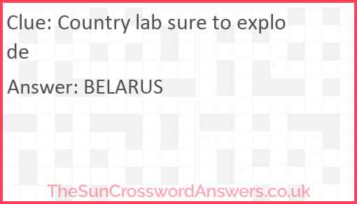Country lab sure to explode Answer