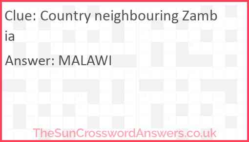 Country neighbouring Zambia Answer