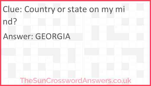Country or state on my mind? Answer