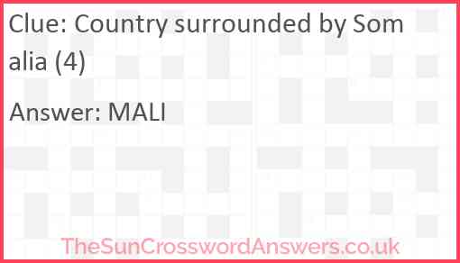 Country surrounded by Somalia (4) Answer