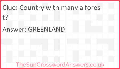 Country with many a forest? Answer
